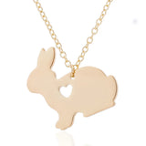 Animal Rabbit Charm Necklace Heart Bunny Pendant Women Jewelry