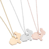 Animal Rabbit Charm Necklace Heart Bunny Pendant Women Jewelry