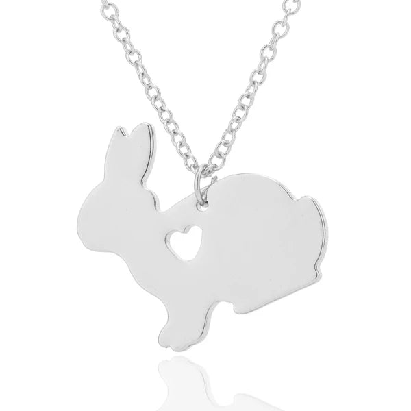 Animal Rabbit Charm Necklace Heart Bunny Pendant Women Jewelry