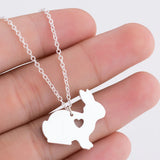 Animal Rabbit Charm Necklace Heart Bunny Pendant Women Jewelry