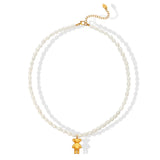 Lovely Bear Pendant Women's Necklace Baroque Pearl Necklace Jewelry Gift