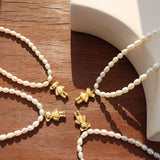 Lovely Bear Pendant Women's Necklace Baroque Pearl Necklace Jewelry Gift