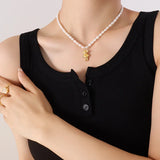 Lovely Bear Pendant Women's Necklace Baroque Pearl Necklace Jewelry Gift