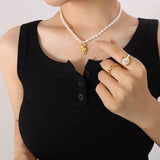 Lovely Bear Pendant Women's Necklace Baroque Pearl Necklace Jewelry Gift