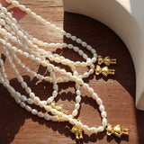 Lovely Bear Pendant Women's Necklace Baroque Pearl Necklace Jewelry Gift