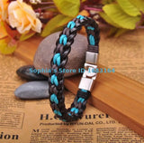 Black&Sky Leather Hemp Friendship Cuff Bracelet Bangle Wristband