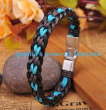 Black&Sky Leather Hemp Friendship Cuff Bracelet Bangle Wristband