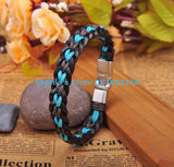 Black&Sky Leather Hemp Friendship Cuff Bracelet Bangle Wristband