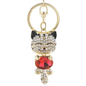 Cat Crystal Rhinestone Keychain Rings Holder For Car K218C