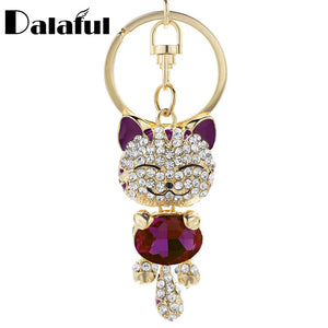 Cat Crystal Rhinestone Keychain Rings Holder For Car K218C