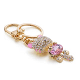 Cat Crystal Rhinestone Keychain Rings Holder For Car K218C