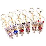 Cat Crystal Rhinestone Keychain Rings Holder For Car K218C