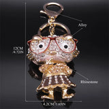Cute Cat Rhinestone Keychain with Glasses for Women Men