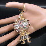 Cute Cat Rhinestone Keychain with Glasses for Women Men