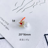 Christmas Earrings Pearl Zircon Bell Snowflake Snail DIY Stud Earring