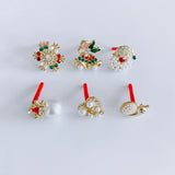 Christmas Earrings Pearl Zircon Bell Snowflake Snail DIY Stud Earring