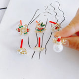 Christmas Earrings Pearl Zircon Bell Snowflake Snail DIY Stud Earring