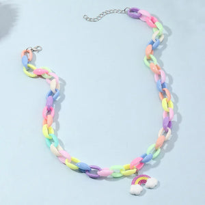 Colorful Acrylic Lock Catch Necklace for Girls