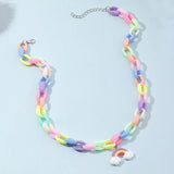 Colorful Acrylic Lock Catch Necklace for Girls