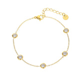 Dainty Chain Bracelet with Stone Charm, Stainless Steel Layering Jewelry