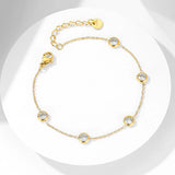 Dainty Chain Bracelet with Stone Charm, Stainless Steel Layering Jewelry