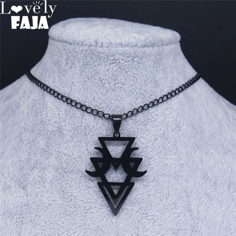Geometric Stainless Steel Moon Necklace Women Witchcraft Jewelry