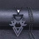 Geometric Stainless Steel Moon Necklace Women Witchcraft Jewelry