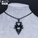 Geometric Stainless Steel Moon Necklace Women Witchcraft Jewelry