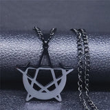 Gothic Moon & Pentagram Stainless Steel Necklace