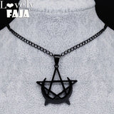Gothic Moon & Pentagram Stainless Steel Necklace