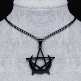 Gothic Moon & Pentagram Stainless Steel Necklace