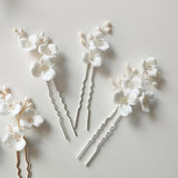 Freshwater Pearls Ceramic Flower Bridal Hair Pin Set Wedding Accessories