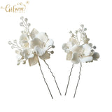 Ceramic Flower Wedding Hair Accessories Bobby Pins Bridal Jewelry