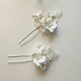 Ceramic Flower Wedding Hair Accessories Bobby Pins Bridal Jewelry