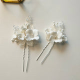 Ceramic Flower Wedding Hair Accessories Bobby Pins Bridal Jewelry