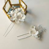 Ceramic Flower Wedding Hair Accessories Bobby Pins Bridal Jewelry
