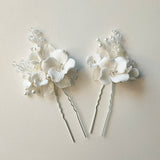 Ceramic Flower Wedding Hair Accessories Bobby Pins Bridal Jewelry