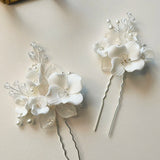 Ceramic Flower Wedding Hair Accessories Bobby Pins Bridal Jewelry