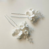 Ceramic Flower Wedding Hair Accessories Bobby Pins Bridal Jewelry