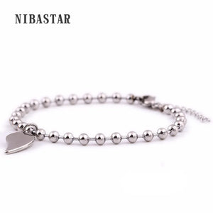 Heart Shape Pendant Stainless Steel Bracelet
