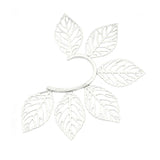 Leaf Ear Hook Big Earrings Silver No-EarHole Clip Earring 1pc