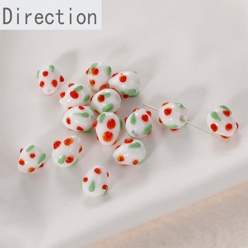 Ins Wind Strawberry Czech Beads Glass Loose DIY Bracelet Jewelry Materials