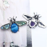 Insect Pendant Natural Stone Necklace Christmas Jewelry