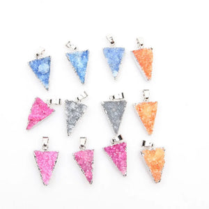 Triangle Amethys Quartz Crystal Pendant Women Jewelry Gift