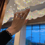 Lovely Bowknot Big Zircon Finger Ring Exaggerated Crystal Silver Jewelry