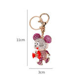 Blue Crystal Mouse Animal Keychain Rhinestone Pendant Bag Charms Keyholder