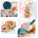 Blue Crystal Mouse Animal Keychain Rhinestone Pendant Bag Charms Keyholder