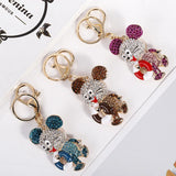 Blue Crystal Mouse Animal Keychain Rhinestone Pendant Bag Charms Keyholder