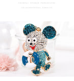Blue Crystal Mouse Animal Keychain Rhinestone Pendant Bag Charms Keyholder