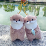 Cute Otters Plush Keychain for Backpacks